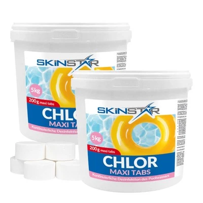 Chlortabletten Maxi Tabs Pool 10 kg Langsamlöslich Chlor Pflege für Schwimmbad - Bild 1 von 4