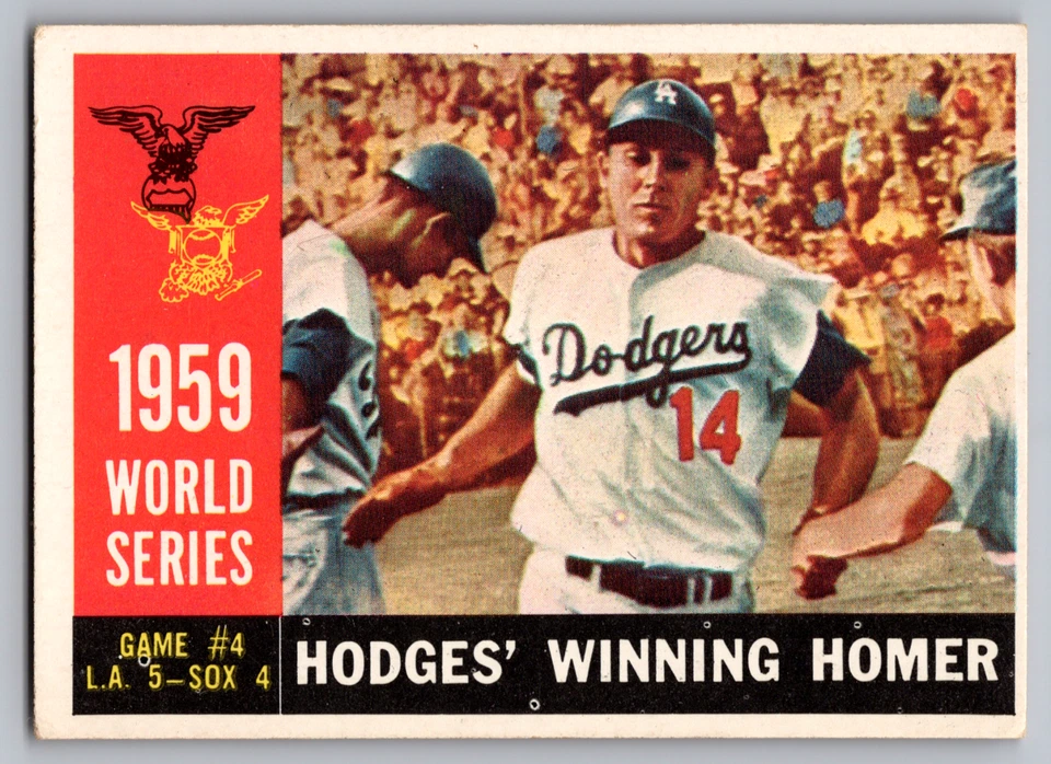 1960 TOPPS #388 GIL HODGES' WIN HOMER WHITE BACK - Imagem 1 de 3