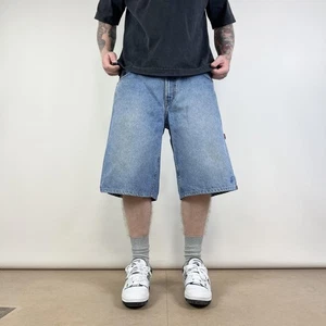 Vintage 90s US Polo Assn Blue Denim Baggy Fit Carpenter Shorts Mens W36 T9-64 - Picture 1 of 8