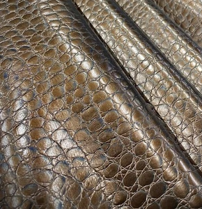 Faux Leather Bronze Brown- Faux Crocodile Vinyl - PVC Upholstery Material Fabric - Picture 1 of 5