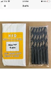 6 PCS SIZE T KFD KILLER FORCE DRILLS BIT 135o HEAVY DUTY BLACK & GOLD - Picture 1 of 2
