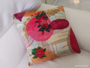 Fodera cuscino Natalizio divano Stella di Natale rosso Christmas pillow 39x39 - Foto 1 di 6