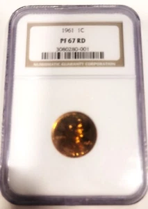 1961 LINCOLN CENT GRADED NGC PF 67 RD VERY DESIRABLE GRADED RD - Picture 1 of 2