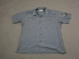 Vintage US Navy Chambray Shirt Extra Large XL Mens Blue Seabee 70s Sea Farer - Picture 1 of 11