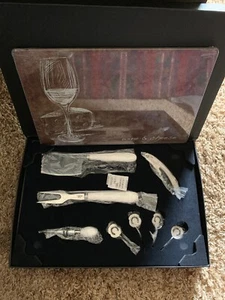 Wine And Cheese Serving Set. Glass Cutting Board, Stainless Steel Accessories. - Picture 1 of 8