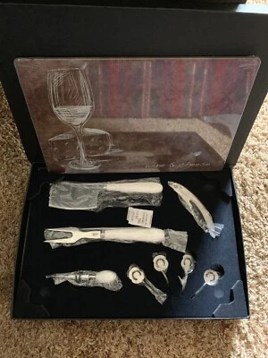 Wine And Cheese Serving Set. Glass Cutting Board, Stainless Steel Accessories. - Image 1 of 4