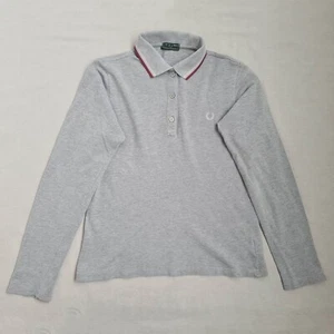 Fred Perry Vintage Girls Polo Shirt Size 16 Years Youth Long Sleeve VTG Gray - Picture 1 of 18