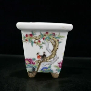 4.2'' China Antique Flowerpot Five-colored Porcelain Flowerpot Old Pottery - Bild 1 von 7