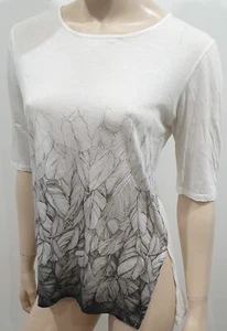 STELLA MCCARTNEY White & Grey Floral Leaf Print T-Shirt Tee Top 44 UK14 - Picture 1 of 11