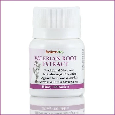 BALKANBIO Valerian Relax Sleep Calming Stress Valerian Root Extract Vegan 100 Tablet