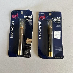 Vintage Sealed Max Factor Maxi-Soft Creamy Eye Color Pencil New Brown 1 Black 2 - Picture 1 of 14