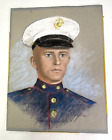 Vintage US Marine Corps Enlisted Marine Portrait Chalk Art
