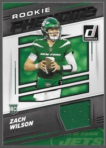 2021 Panini Donruss Zach Wilson Rookie Phenoms Jersey Relic New York Jets - Picture 1 of 4