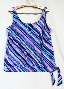 SWIMSUITS FOR ALL Blue Purple Snake Print Stripe Swim Top Wo's Size 24 Bathing - Picture 1 of 4