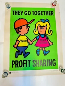 Poster propaganda originale 1966 Consiglio della condivisione del profitto (ora 401k) 22”x27” - Foto 1 di 5
