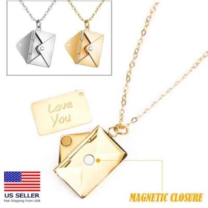 Love You Brief Umschlag Anhänger Edelstahl Kette Halskette für Frauen Geschenk - Bild 1 von 14