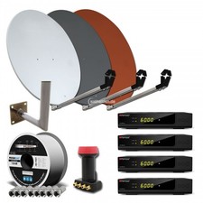 4 Teilnehmer HDTV Sat Anlage 4x Opticum HD AX300 plus WH Stahl Spiegel Kabel LNB