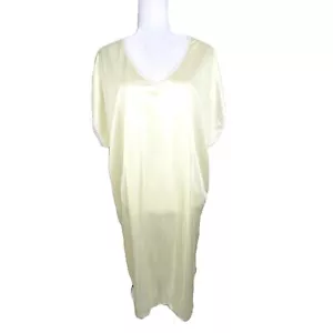 Camicia da notte vintage in nylon setoso camicia da notte abito tunica top blusa abito da notte 1 x giallo - Foto 1 di 7