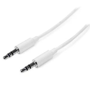 StarTech MU1MMMSWH 1m (3 ft) White Slim 3.5mm Stereo Audio Cable - Male to Male - Picture 1 of 1