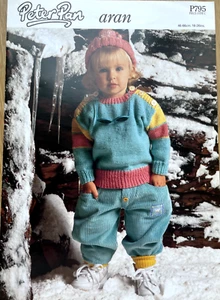 Baby block patterned jumper + hat KNITTING PATTERN boys + girls Peter Pan 795 - Picture 1 of 6