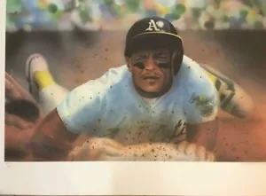 Keith Murray RICKEY HENDERSON Ltd Ed Signed Numbered Litho Oakland As Baseball - Picture 1 of 2