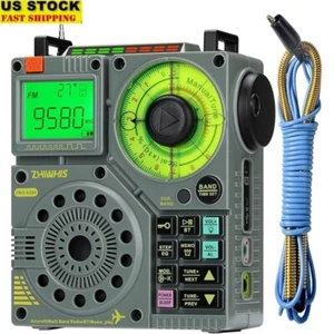 Radio de onda corta portátil Bluetooth AM FM VHF grabadora reproductor de emergencia climática - Imagen 1 de 11
