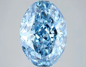4.13ct Fancy Vivid Blue VVS1/EX/EX Oval Lab-grown Loose Diamond IGI Certified - Picture 1 of 8