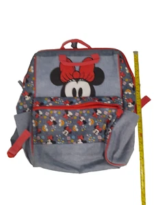 Disney Store Minnie Mouse Backpack School Red Bow Denim - Foto 1 di 12