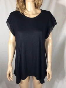 Camicetta donna nera manica corta nuova senza etichette INC taglia L - Foto 1 di 4