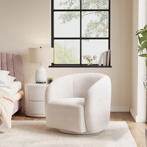 Large Swivel Round Cuddle Tub Chair Armchair Padded Seat Upholstered Single Sofa - Picture 1 of 9