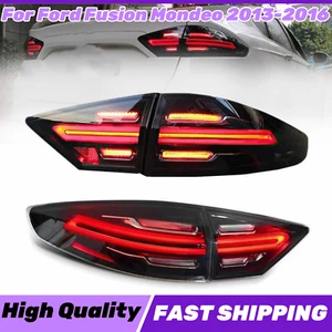 LED Black Tail Lights For Ford Fusion 2013-2016 Animation Sequential Rear Lamps - Picture 1 of 7