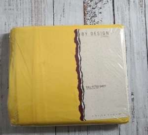 VINTAGE BY DESIGN JCPENNEY FULL FITTED SHEET YELLOW COLORWORKS COLOR FORUM 90S - Picture 1 of 12