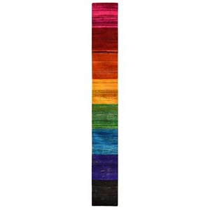 Alfombra oriental anudada a mano de seda Sari muestra manta carta colorida 1'x9' R78463 - Imagen 1 de 8