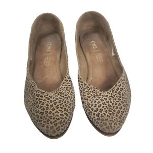 Women's Toms Jutti Sueded Leopard Animal Print Ballet Flats Shoes Size 6.5