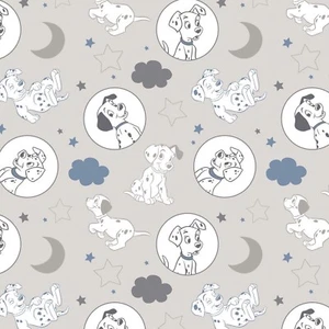 Tela Disney 101 Dálmatas Time For Bed gris 100 % algodón por yarda - Imagen 1 de 2