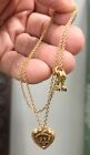 Retired Tiffany & CO 18K Yellow Gold Heart Lock & Keys Charm Bracelet With Boxes