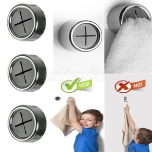 Push In Tea Towel Holder Grip Hook Chrome Self Adhesive Kitchen Cloth Clip SALE - Afbeelding 1 van 11