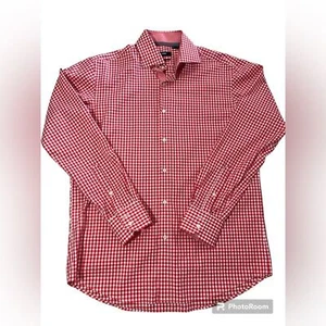 Boss Hugo Boss Men’s Regular Fit Long Sleeve Shirt Red Gingham Button Down 41EU - Picture 1 of 7