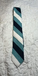 Vintage Teal, Navy And White Striped Nautica Tie - Picture 1 of 3