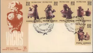 PERÙ 1970 J26, C280-C284 FDC COPERTINA VICUS CULTURA ARCHEOLOGIA - Foto 1 di 1