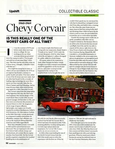 1960-1969 CHEVROLET CORVAIR ~ TOLLES 2-SEITIGES SAMMLERSTÜCK OLDTIMER ARTIKEL / ANZEIGE - Bild 1 von 1