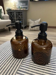 Thick Amber Glass Jar Soap Dispenser - Picture 1 of 2