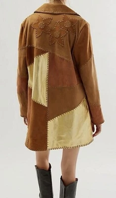Free People Jacket Coat XS Patchwork Suede Leather Oversized Boho Avant Garde - Image 1 of 4