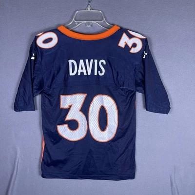 Camiseta deportiva de fútbol americano vintage de los Denver Broncos juvenil pequeña 8 Davis #30 Starter Foto 1 de 4