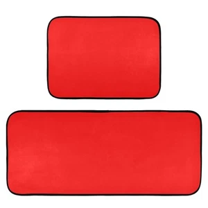 Plain Bright Red Solid Color Kitchen Rug Mats 2PCS Non Slip 47" x 20" + 28" x... - Picture 1 of 7