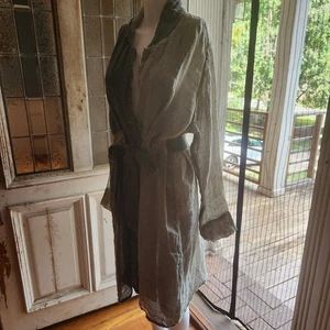 Flax  Semi Sheer Linen Tie Duster Jacket Coat M - Picture 1 of 9