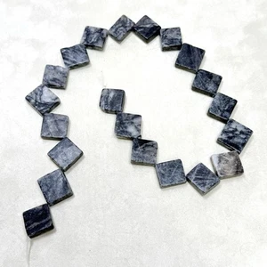 Picasso Marble Diamond Bead Strands x2 - Black & White Stone, 15" each - Picture 1 of 5
