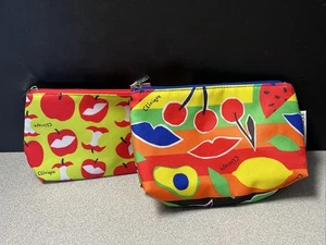 Clinique X Donald Cosmetic Travel Bags Lot of 2 Zippered New Apples Fruit - Picture 1 of 3