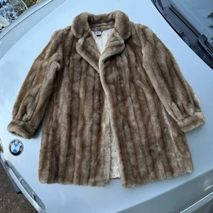 Vintage Dewbrowsky & Perlbinder Tissavel Faux Fur Coat Mid Length Union Made - Picture 1 of 14