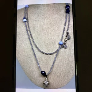 Lisa Hoffman Necklace Silver Pendant Fragrance Necklace Labradorite Pearl 95cm - Picture 1 of 11